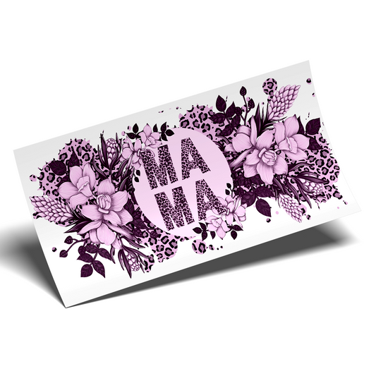 Cup Wrap Uv dtf Stickers - Mama Purple Floral Animal Print