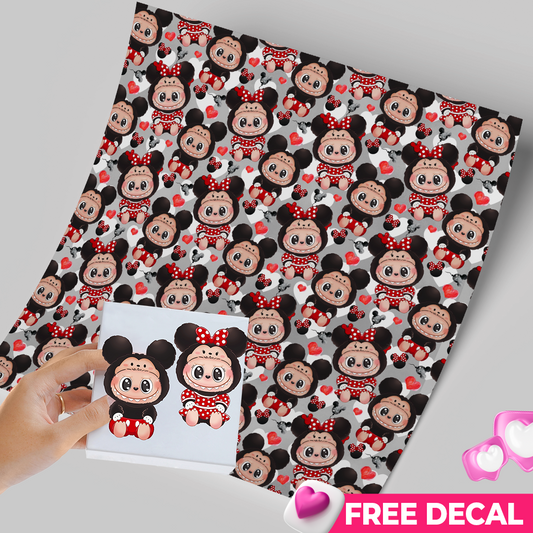 Printed Vinyl Sheet 12x12 " Permanent Vinyl - Labubu M&M