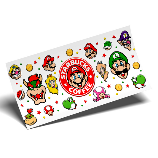 Cup Wrap Sticker - UV DTF Mario Red Coffee