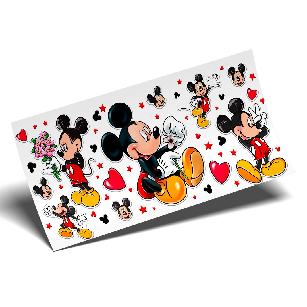 Cup Wrap Sticker - UV DTF Mickey flowers and heart