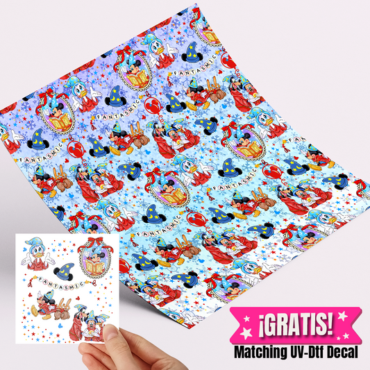 High Quality Printed Adhesive Vinyl – Permanent Finish 12x12" Mickey Magic / Free Uvdtd decal