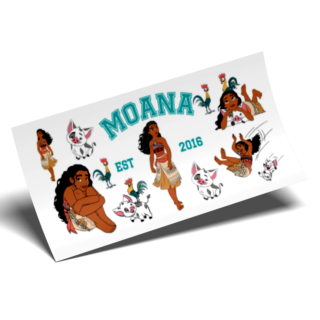 Cup Wrap Sticker - UV DTF transfer Moana Letters 2016