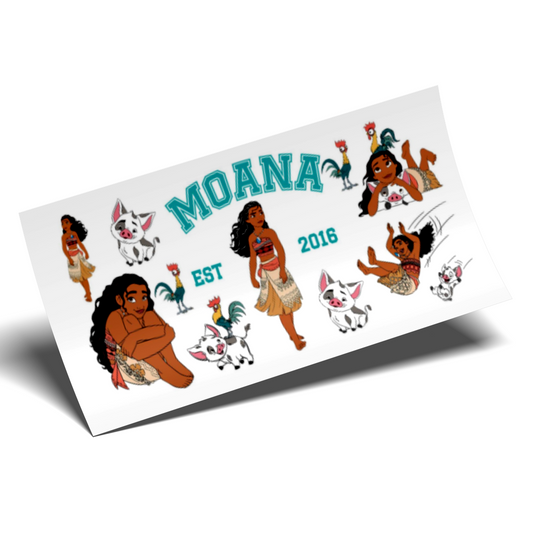 Cup Wrap Sticker - UV DTF transfer Moana Letters 2016