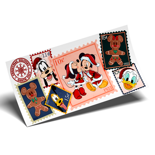 Cup Wrap Sticker - UV DTF transfer Mickey postals stamps