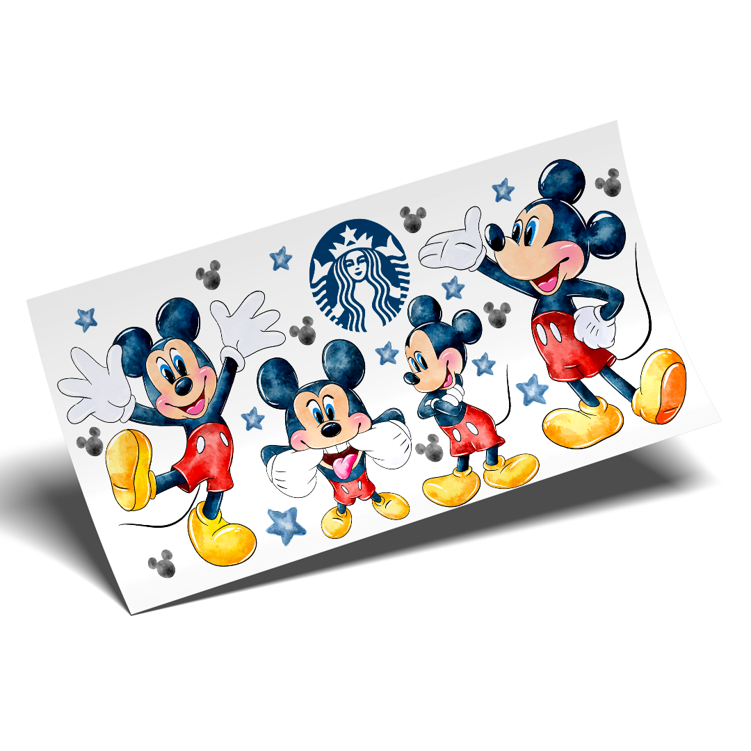 UV DTF Cup Wrap - Mickey Hand painted Indigo Coffee