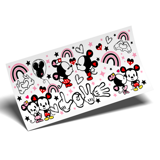 Cup Wrap Stickers UV DTF Wrap - Minnie and Mickeys Love
