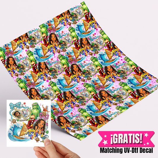 High Quality Printed Adhesive Vinyl – Permanent Finish 12x12" Moana / Free Uvdtd decal