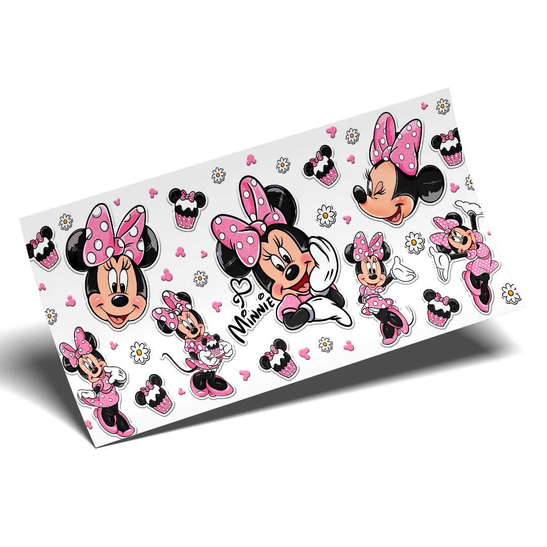 Cup Wrap Sticker - UV DTF Pink Minnie cupcakes