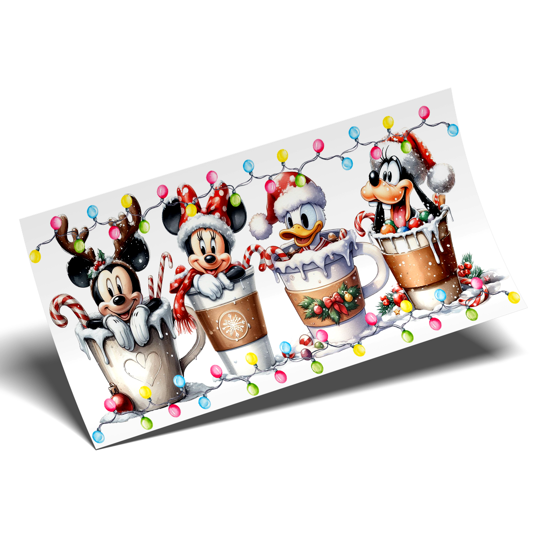Cup Wrap Sticker - UV DTF transfer Cutest Coffee Mickey daisy pluto