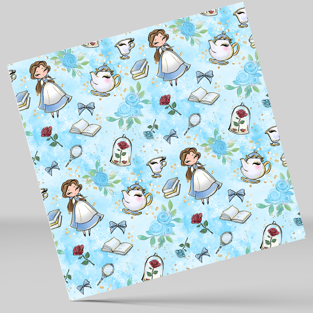 12x12 inches Belle Blue Patterned Vinyl