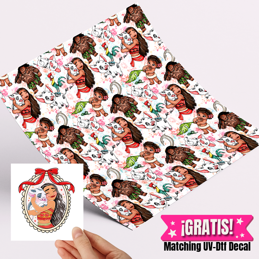 High-Quality Printed Adhesive Vinyl – Permanent Finish 12x12" Moana / Free Uvdtd decal
