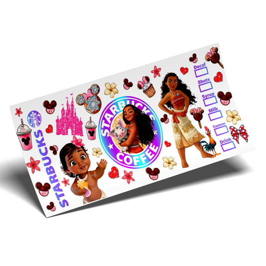 Cup Wrap Sticker - UV DTF transfer Moana Coffee