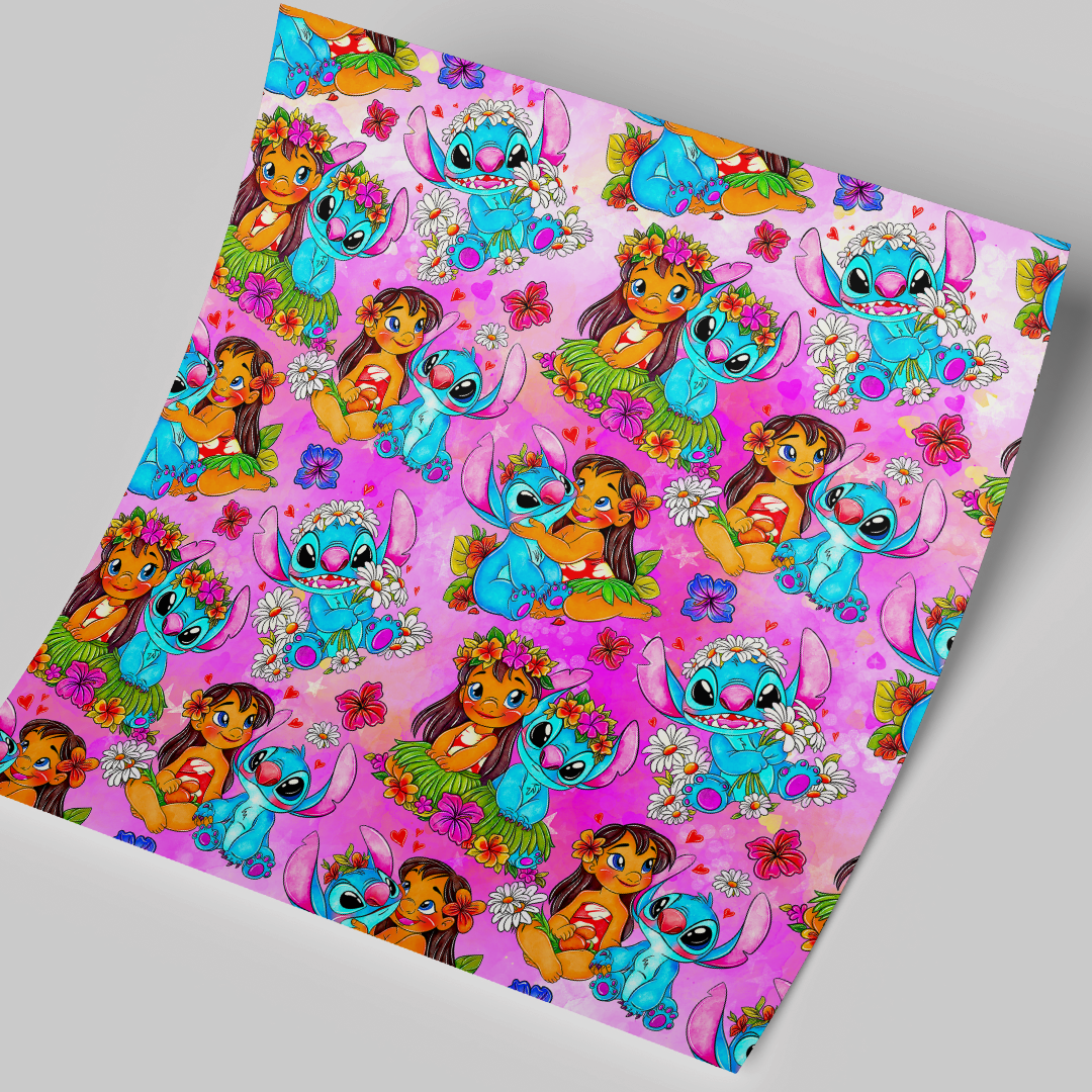 12x12" Permanent Printed Vinyl - Stitch Purple Pattern