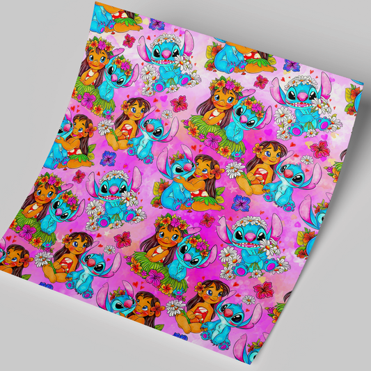 12x12" Permanent Printed Vinyl - Stitch Purple Pattern