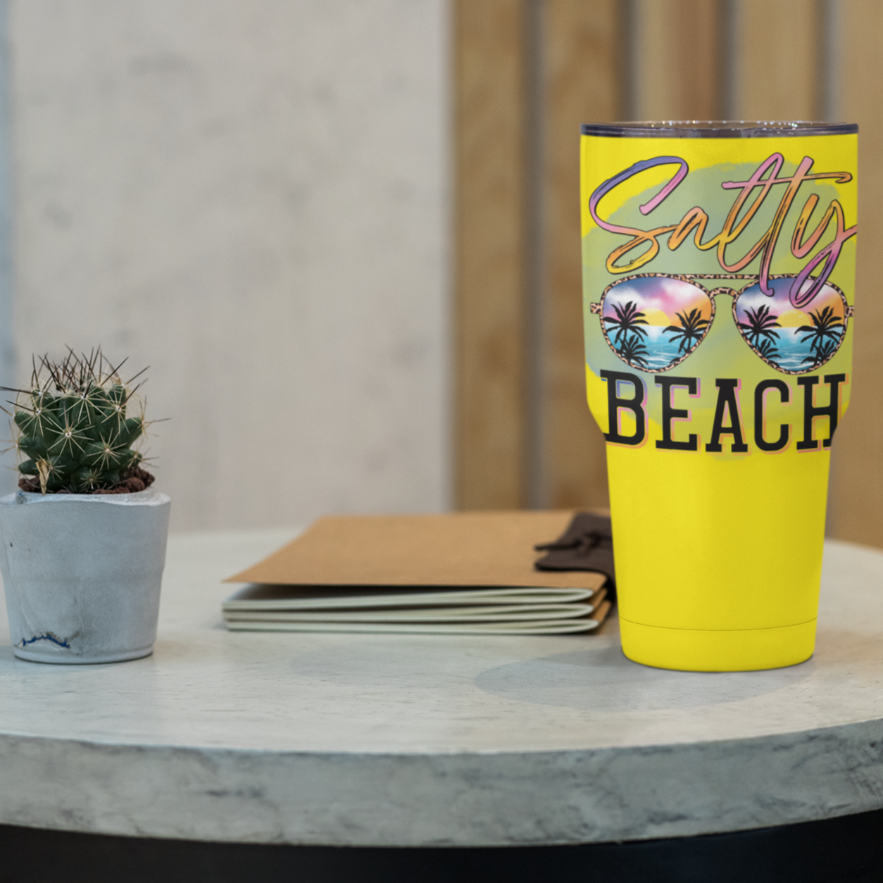 UV DTF STICKER - Salty Beach (Watercolor Blue background)