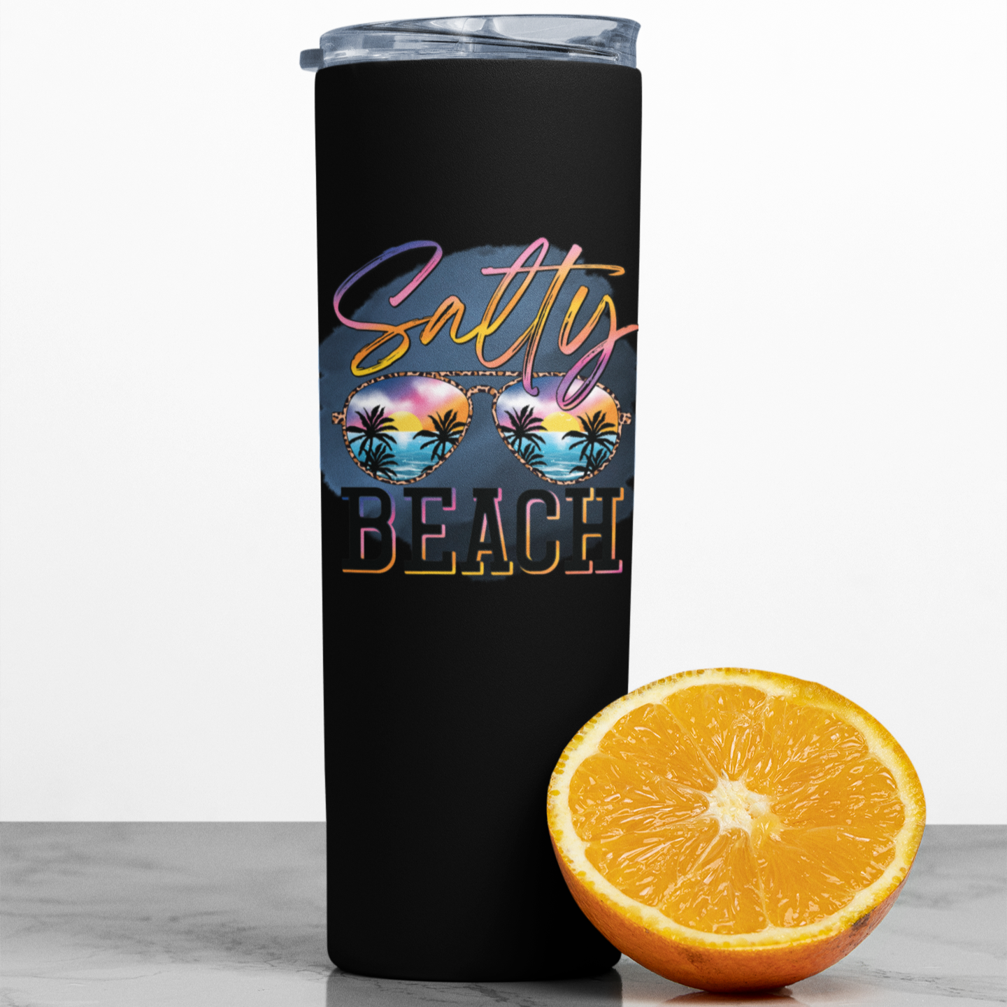 UV DTF STICKER - Salty Beach (Watercolor Blue background)
