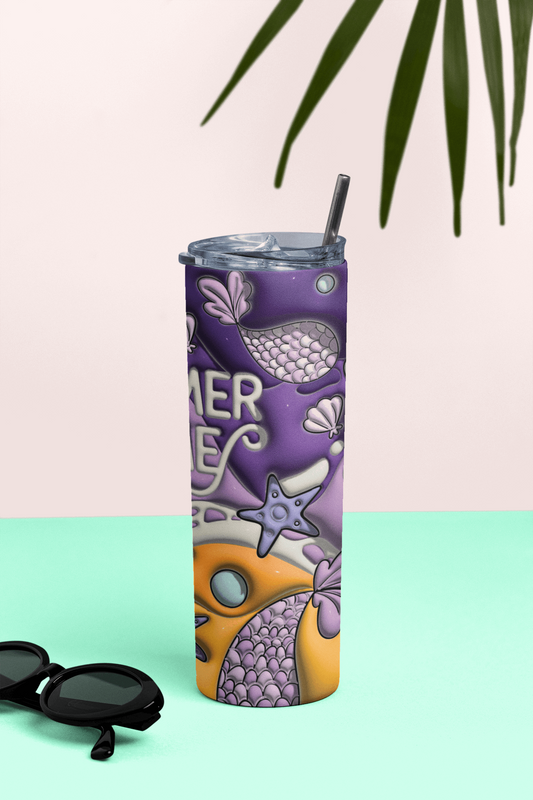 3D - PURPLE SUMMER Straight 20oz Tumbler wrap Vinyl