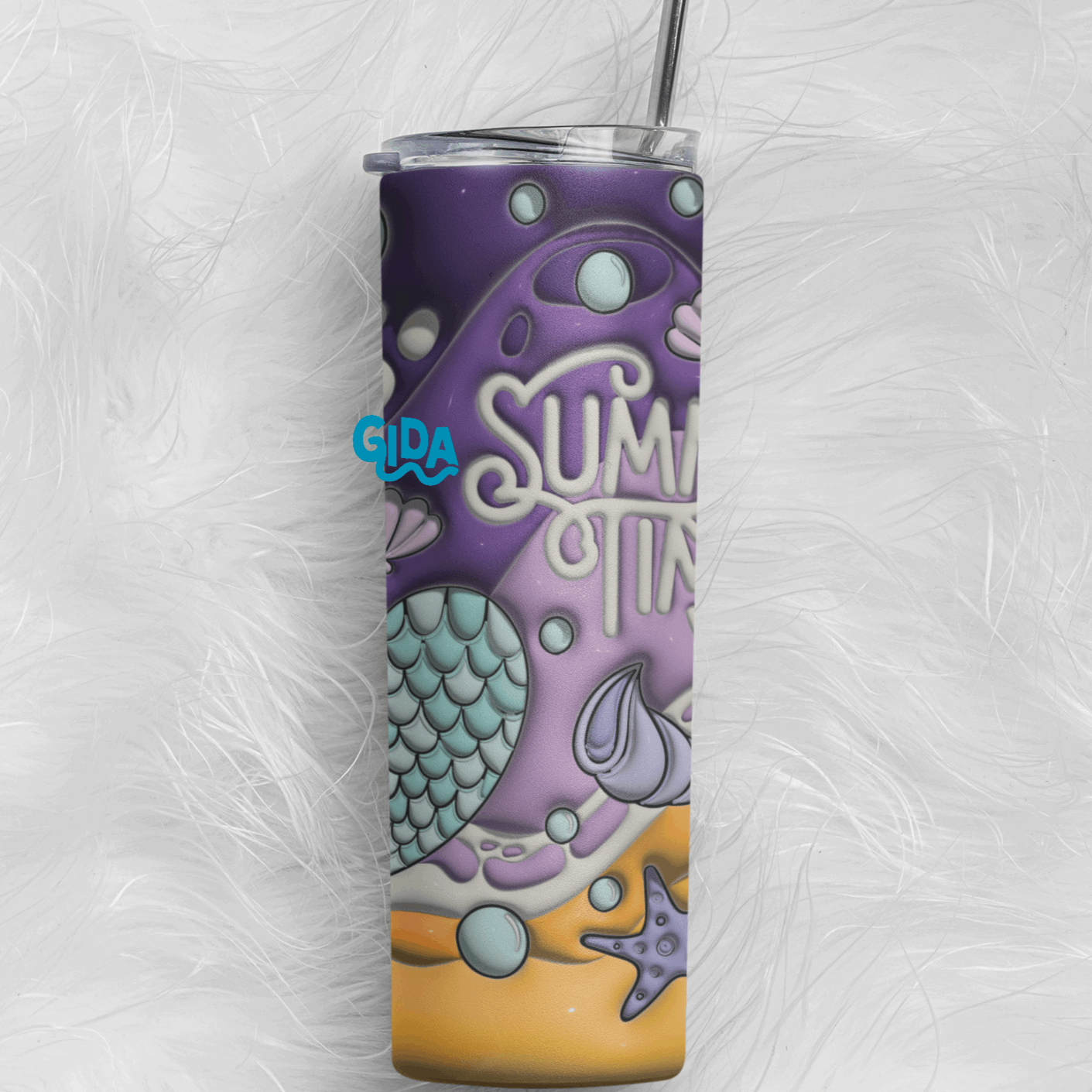 3D - PURPLE SUMMER Straight 20oz Tumbler wrap Vinyl