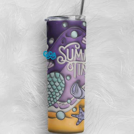 3D - PURPLE SUMMER Straight 20oz Tumbler wrap Vinyl