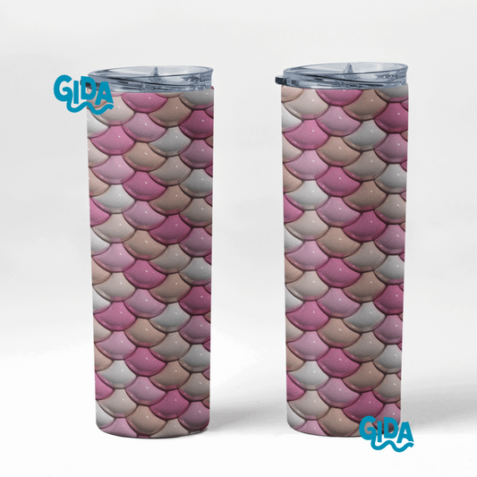3D - Pink Mermaid Straight 20oz Tumbler wrap Vinyl