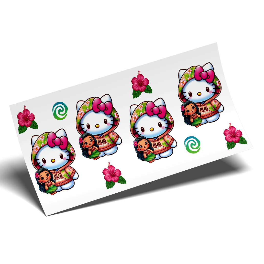 Cup Wrap Sticker UV DTF - Hello Moanaaaaa kitty
