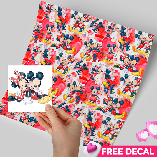 Printed Vinyl Sheet 12x12 " Permanent Vinyl - Red Love M&M Forever