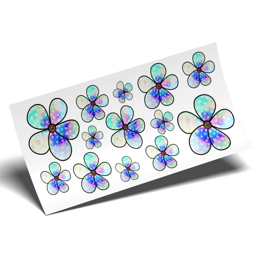 Cup Wrap Stickers UV DTF - Watercolor Dots flowers