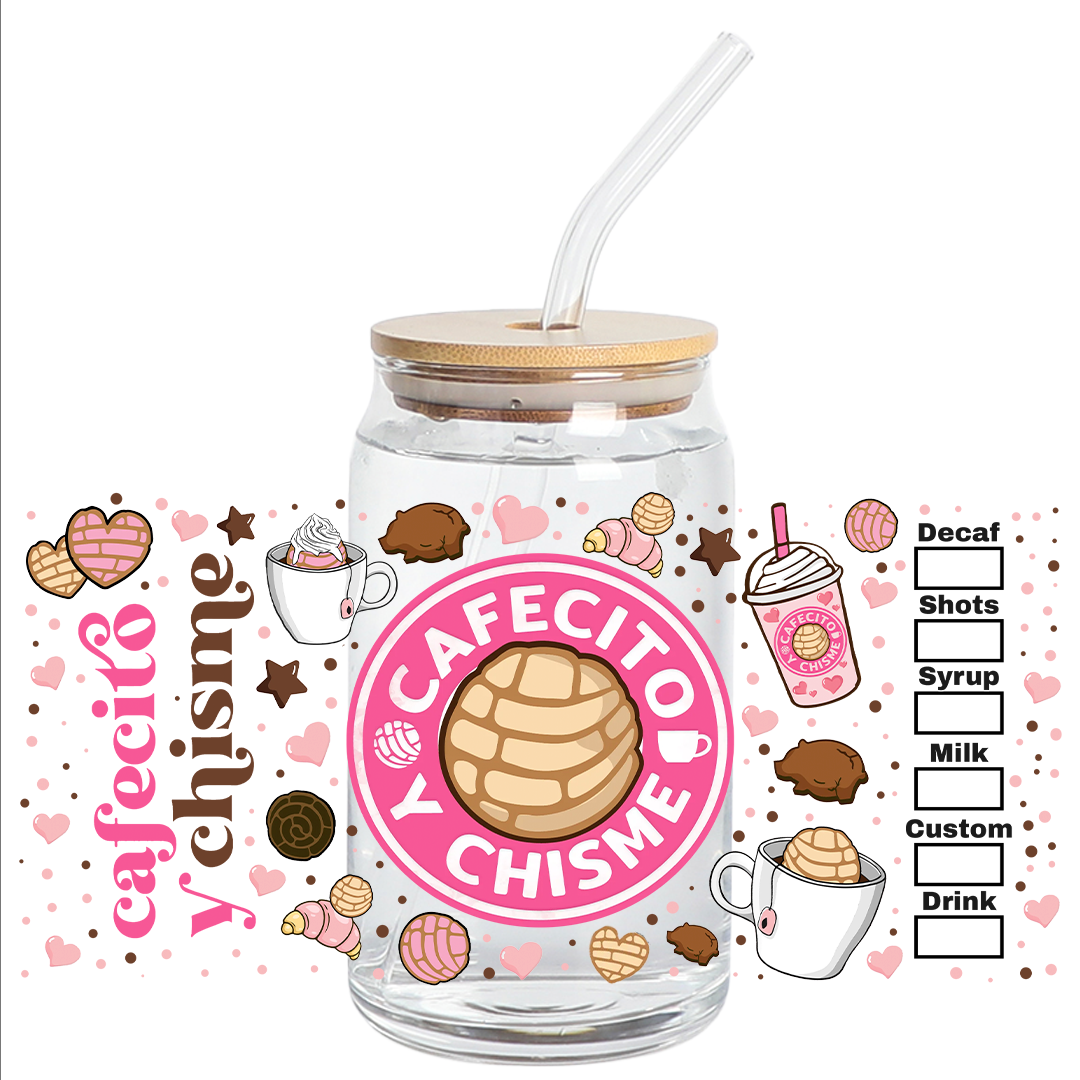 UV DTF Stickers Wrap - New Cafecito con Chisme / conchas - cup wrap STICKER