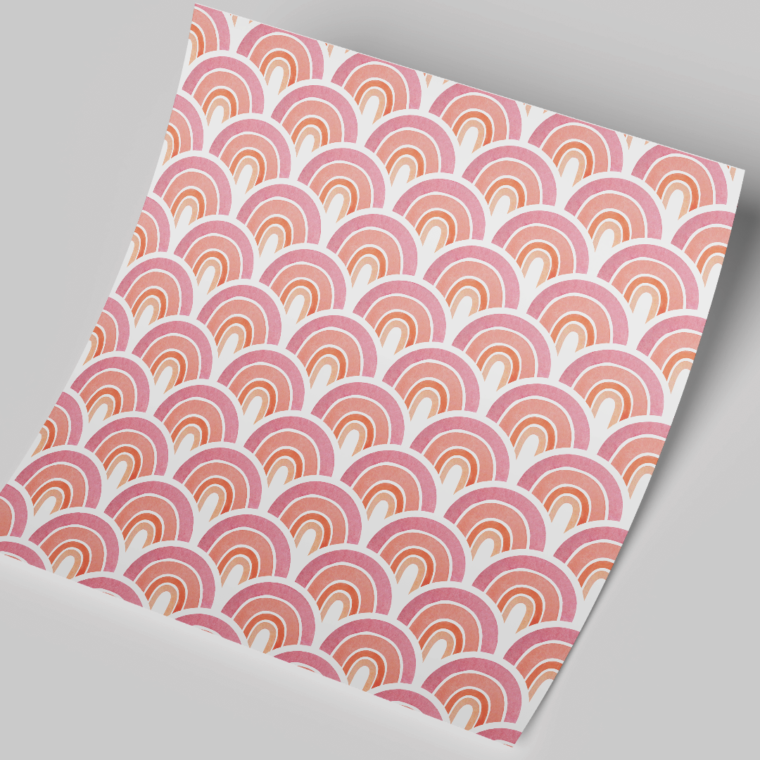 12x12" Permanent Printed Vinyl - Coral Rainbow pattern