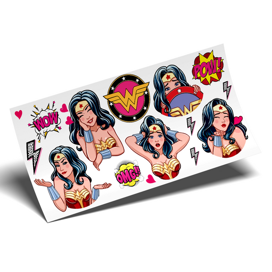 Cup Wrap Sticker UV DTF - Pink Wonder Woman