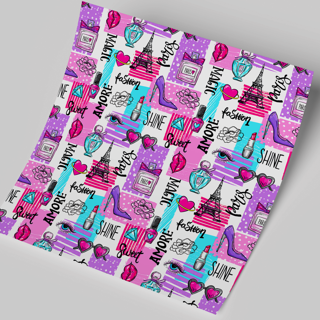 Printed Vinyl Sheet 12x12 " Permanent Vinyl - Makeup Paris