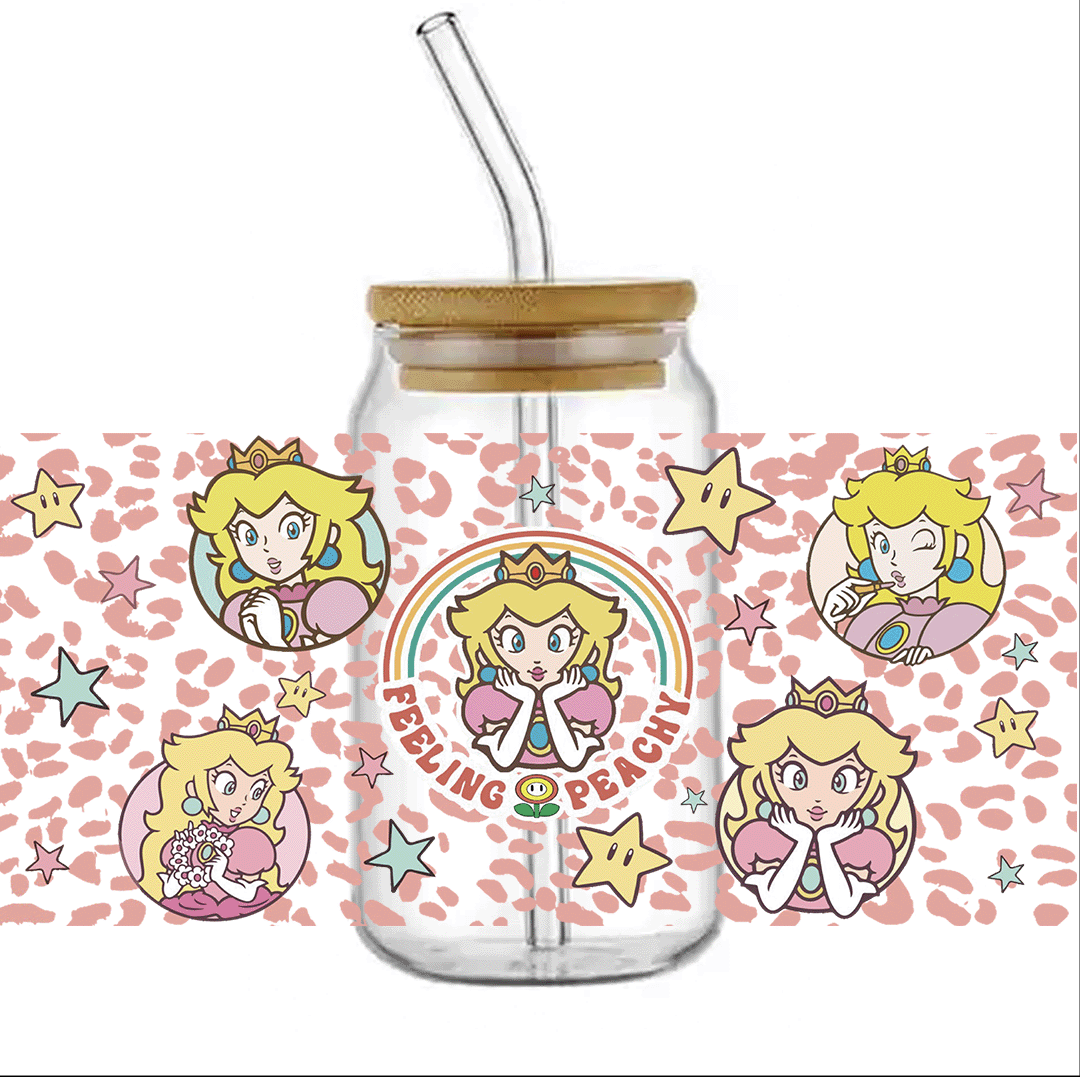 UV DTF - Feeling Peach Glass Can Wrap 12 oz
