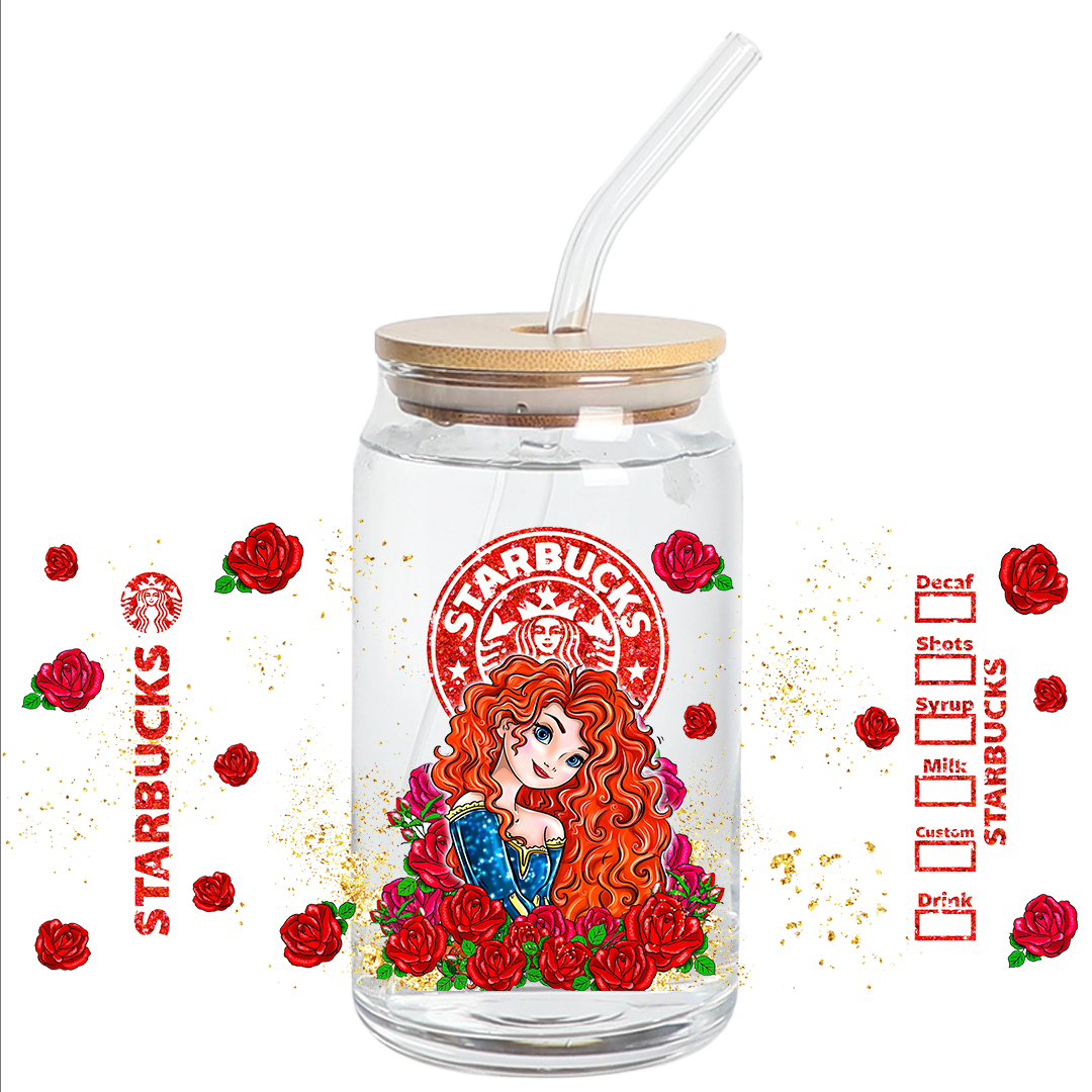 Cup Wrap Stickers UV DTF - Reddish Princess faces libbey cup Wrap