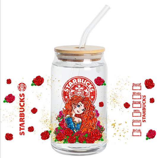 Cup Wrap Stickers UV DTF - Reddish Princess faces libbey cup Wrap