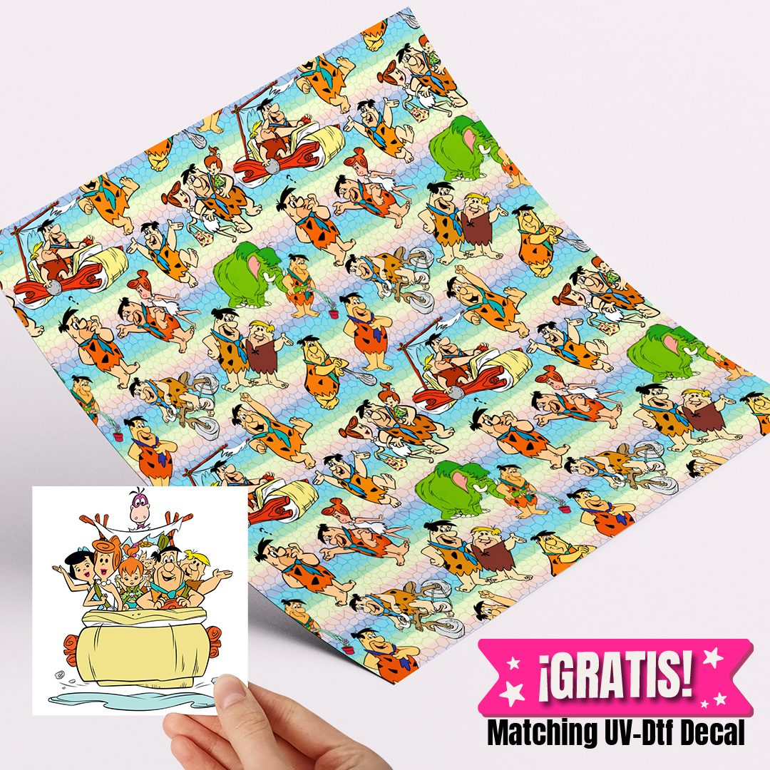 High-Quality Printed Adhesive Vinyl – Permanent Finish 12x12" Picapiedras / Free Uvdtd decal