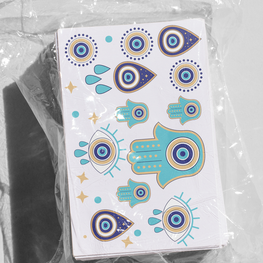 Cup Wrap Sticker - UV DTF transfer Mint Hamsa Turkish eyes