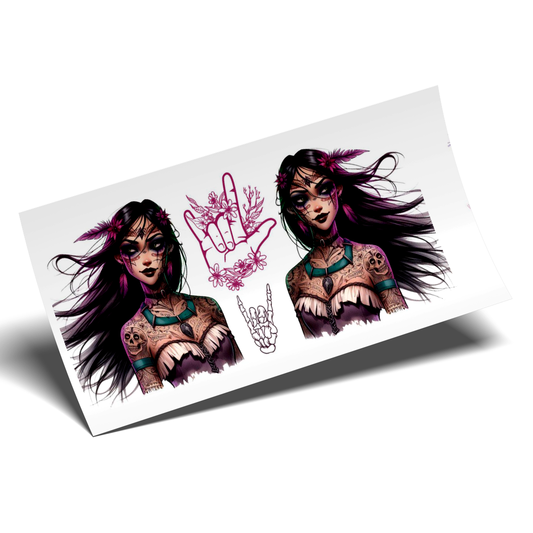 Cup Wrap Sticker - UV DTF Rebel Princess Pocahontas