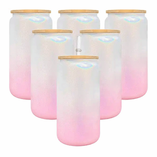 16 Oz Sublimatable DEGRADE Shimmer Glass Can Blank