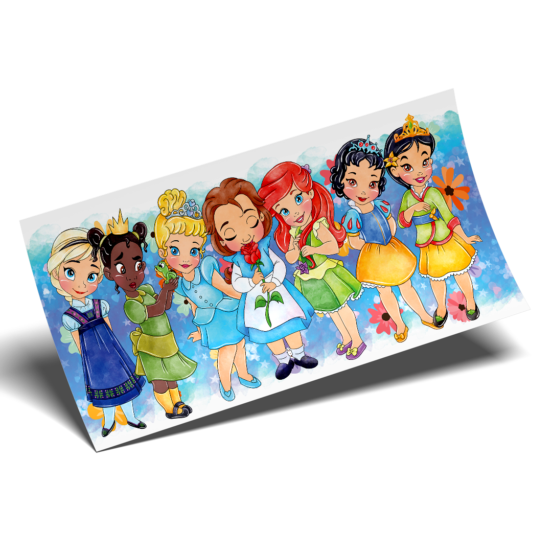 UV DTF Cup Wrap - Full Background 7 Cute Princess cup Wrap