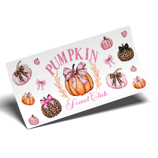 Cup Wrap Sticker - UV DTF Pink pumpkin social club