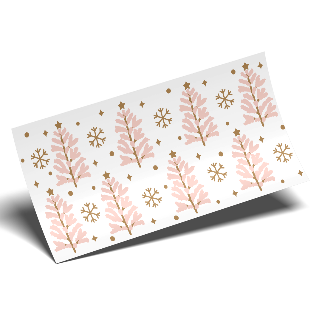 Cup Wrap Sticker - UV DTF transfer Pink Icy Tree