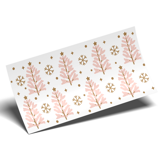 Cup Wrap Sticker - UV DTF transfer Pink Icy Tree