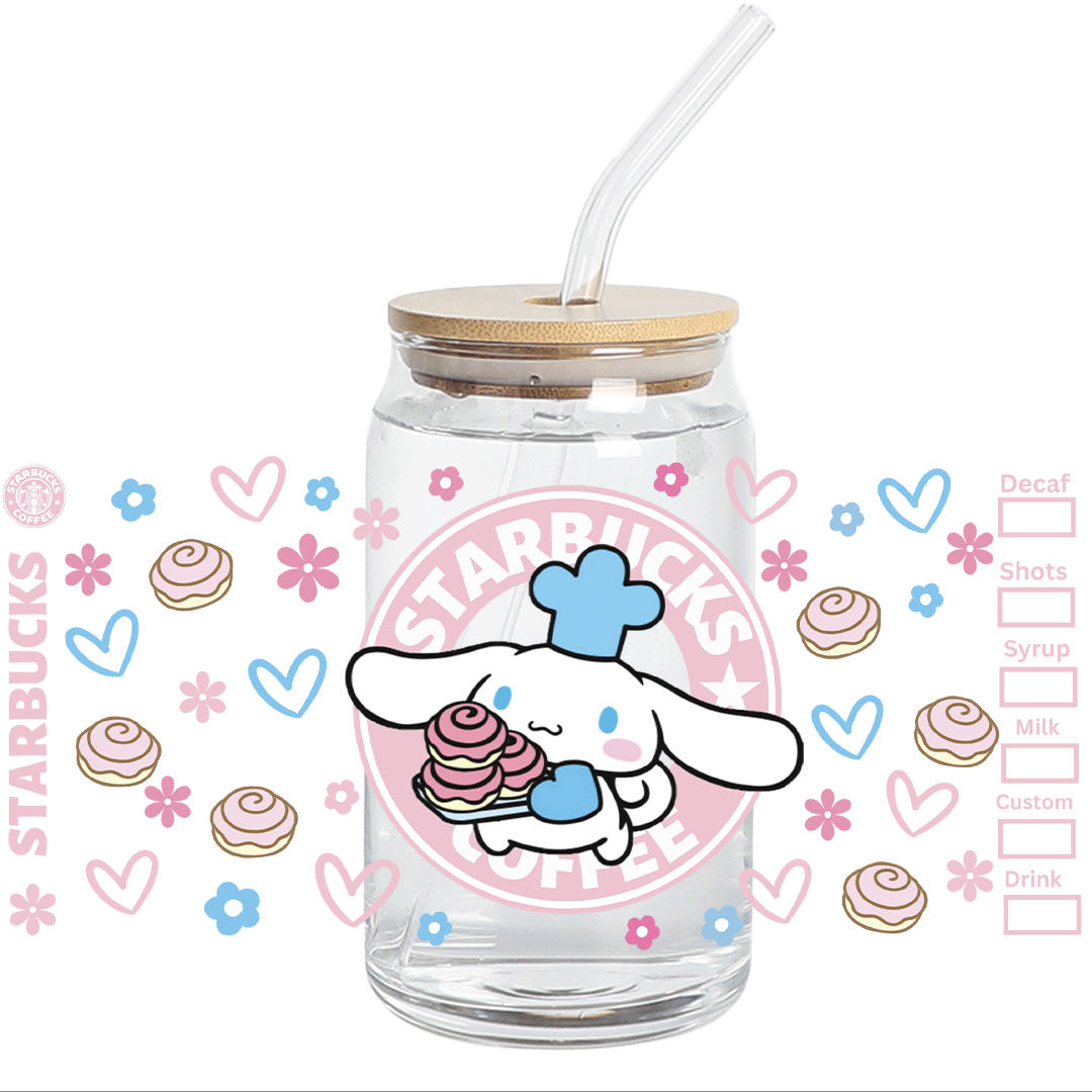 UV DTF Stickers Wraps - Pink Chef Libbey cup Wrap