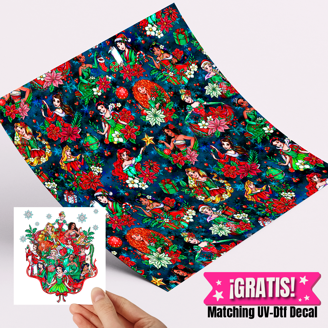 High Quality Printed Adhesive Vinyl – Permanent Finish 12x12" Christmas BLUE Princess / Free Uvdtd decal