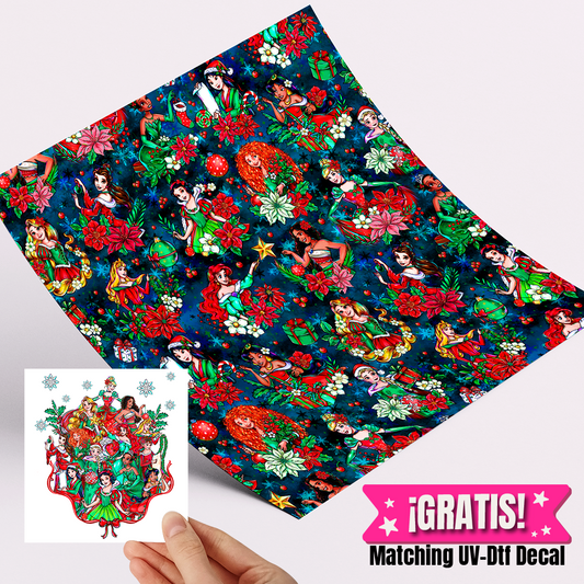 High Quality Printed Adhesive Vinyl – Permanent Finish 12x12" Christmas BLUE Princess / Free Uvdtd decal