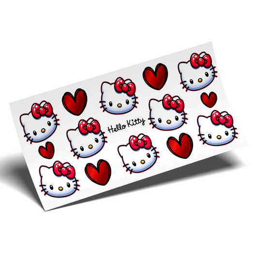 UV DTF - Red Hearts Hello Kitty