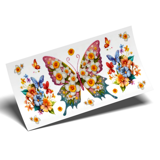 Cup Wrap Stickers UV DTF - Realistic Butterflies