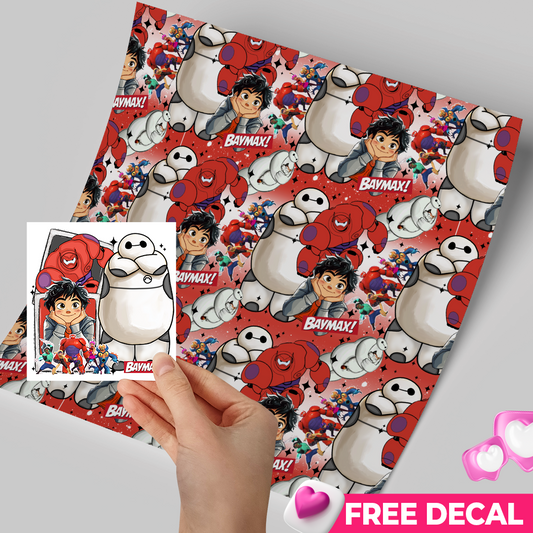 High-Quality Printed Adhesive Vinyl – Permanent Finish 12x12" Baymax / Free Uvdtd decal (Copy)