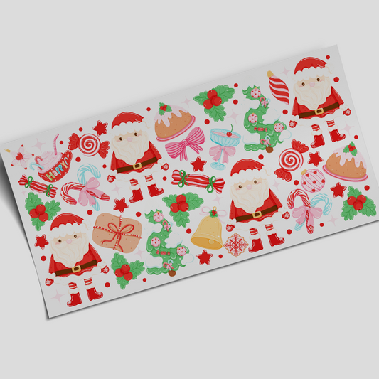 UV DTF - Red Icons Christmas 16oz Libbey cup Wrap