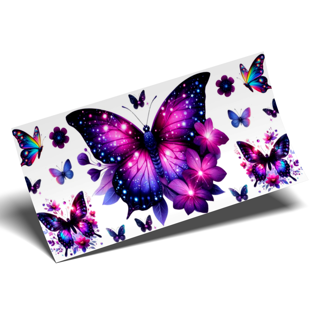 Cup Wrap Stickers UV DTF - Purple AI Beautiful Big Butterfly